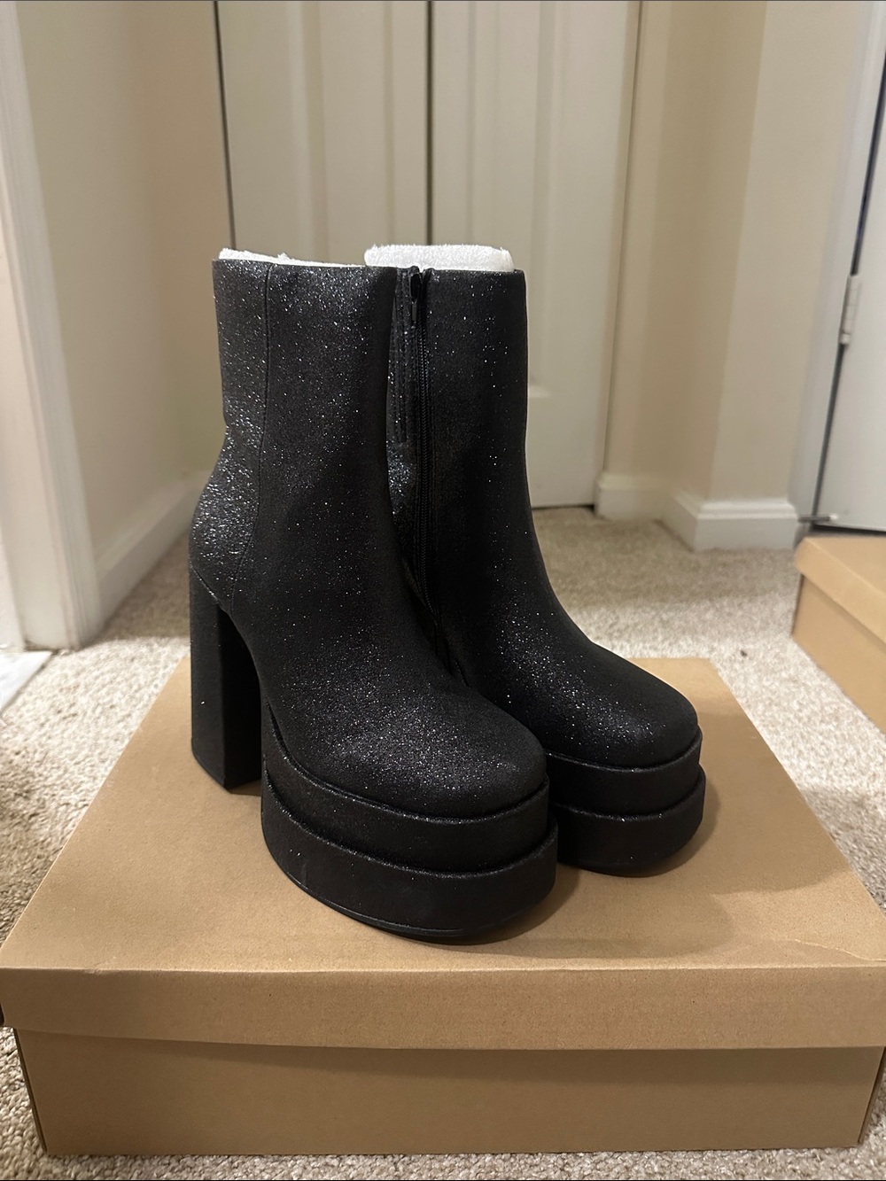 Steve Madden Cobra Black Glitter Boot
